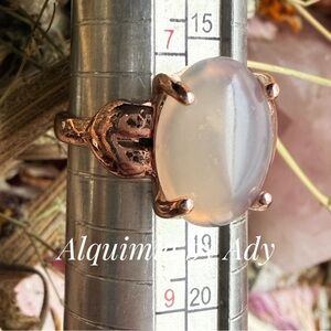 Agate and rose gold gem ring